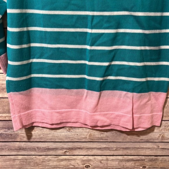 WoolOvers Merino Wool Pink Green Striped Sweater size Small A1 - Picture 4 of 7